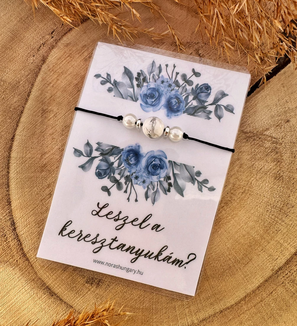 Leszel a keresztanyukám? Howlit ásványos zsinór karkötő kísérőkártyával
