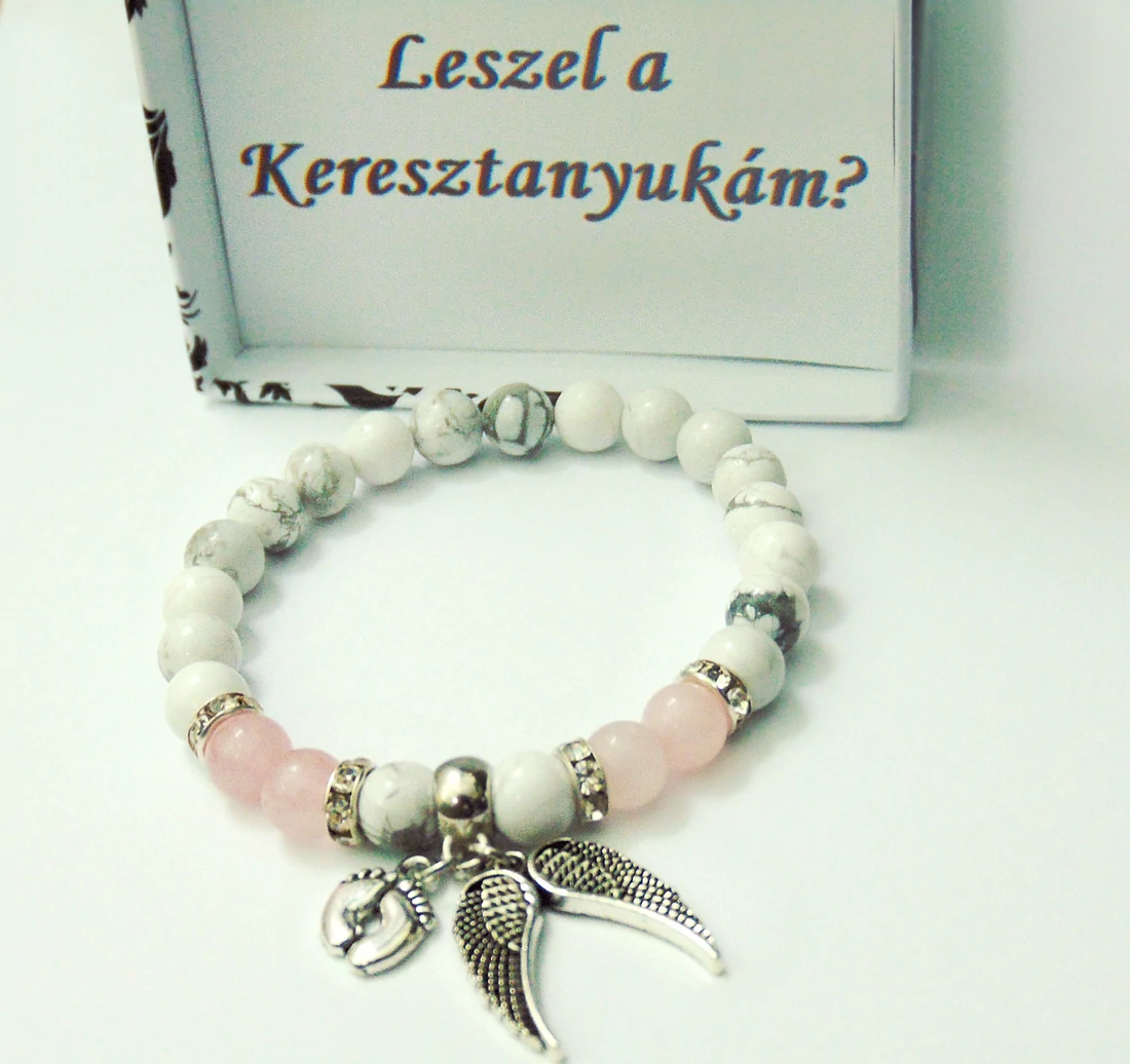 Keresztanya felkérő karkötő -egyedi feliratos díszdobozban