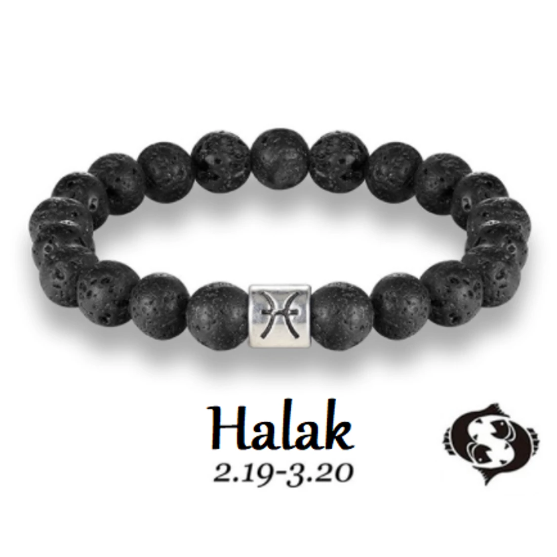 Lávakő horoszkópos ásványkarkötő - HALAK