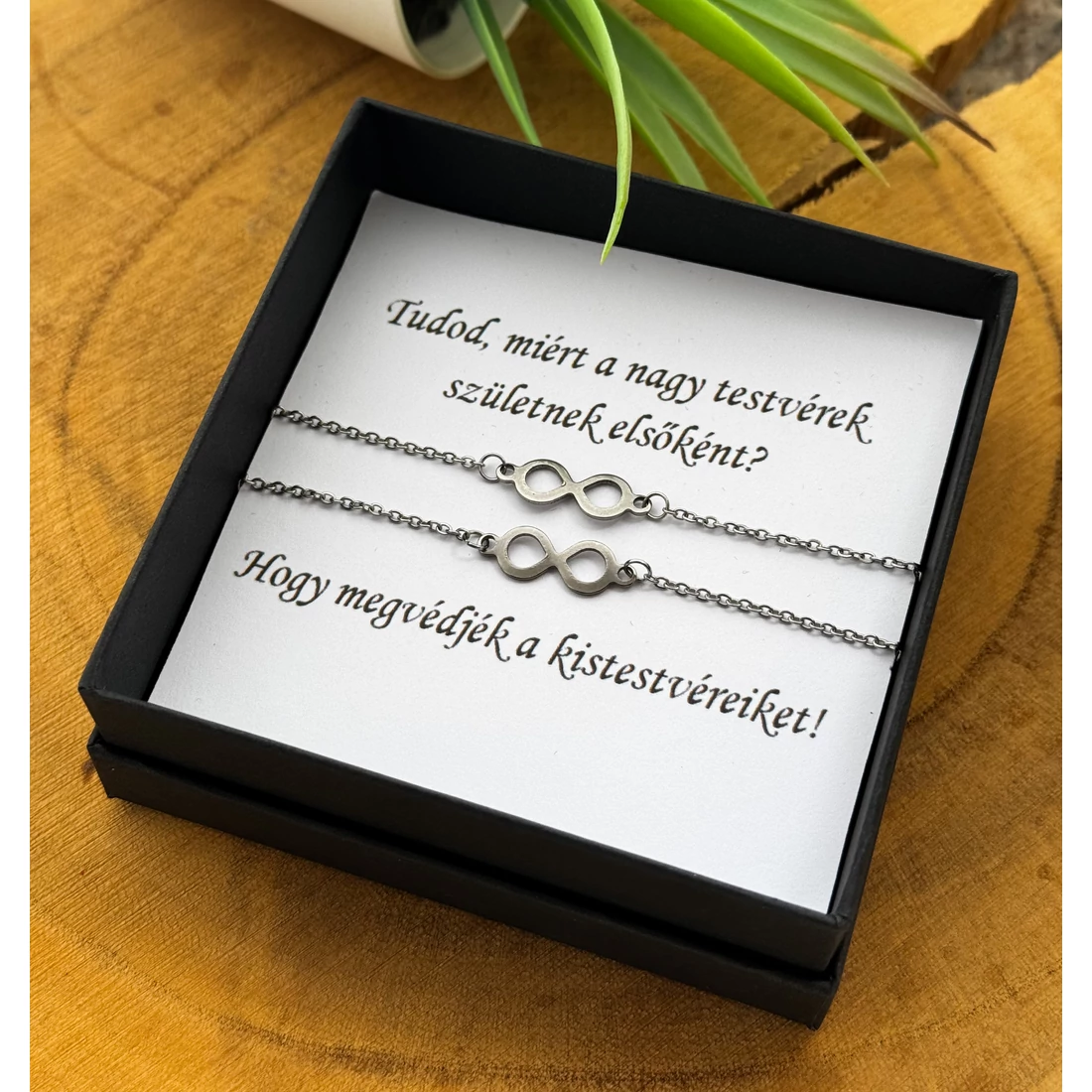 Végtelen jeles acél testvérkarkötő szett