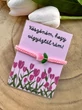 Köszönöm, hogy vigyáztál rám tulipános zsinórkarkötő -rózsaszín