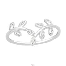 BOGLÁRKA leveles ezüst karikagyűrű cirkónia kristályokkal