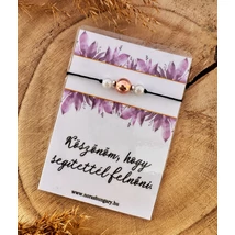 "Köszönöm, hogy segítettél felnőni" Rosegold hematit ásványos zsinór karkötő kísérőkártyával