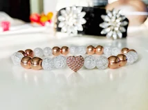 Rosegold szívecskés ásványkarkötő