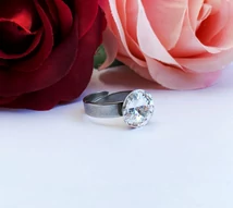 Acél gyűrű Swarovski® Rivoli kristállyal