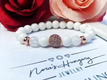 Tejkvarc ásványkarkötő rosegold hematittal