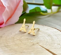Eiffel torony acél fülbevaló -arany szín