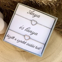 Rozsdamentes anya-lánya acél páros karkötő szett díszdobozzal