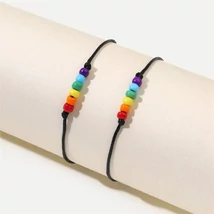 Rainbow/ szivárványos apró gyöngyös zsinórkarkötő