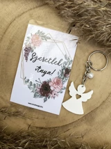 Angyalka kulcstartó "Szeretlek Anya" feliratos kísérőkártyával