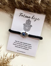 Fekete Fatima keze zsinór karkötő kísérőkártyával