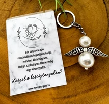 Angyalkás kulcstartó – Keresztanya felkérő ajándék kísérőkártyával