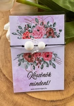 Köszönök mindent! Fehér ásvány angyalkás köszönet ajándék