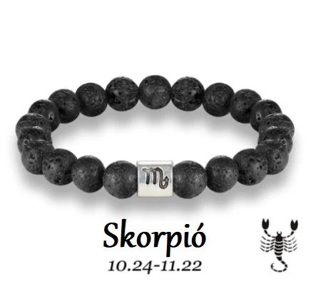 Lávakő horoszkópos ásványkarkötő - Skorpió